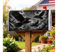 Crow Housses magnétiques pour boîte aux lettres gothique, arbre à plumes foncées, Halloween, pour extérieur, décoration de jardin, 53,3 x 64,9 cm, noir