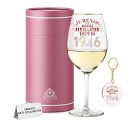 CROWNLY CRYSTAL® 1946 Verre À Vin Personnalisé Cadeau Femme 80 Ans Anniversaire Coffret Cadeau Maman Mamie Idée Cadeau