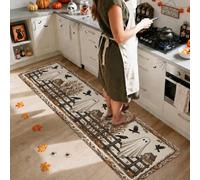 Crows Tapis de couloir rustique rustique à poils courts en éponge pour cuisine, salle de bain, entrée, chevet, décoration de chevet, marron, 6,1 x 2,4 m