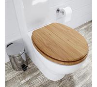 Croydex Flexi-Fix Tramonti Lunette de toilette en chêne - Charnières réglables qui ne glissent jamais, traitement antimicrobien, siège de toilette en bois moulé avec effet chêne, aucun outil