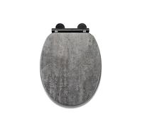 Croydex Kirkstone Lunette de toilette en bois gris - Fermeture douce et bouton de libération rapide pour un nettoyage facile, charnières réglables avec fixations supérieures et inférieures incluses