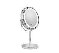 Croydex Miroir de salle de bain sur pied chromé sur pied - Miroir de maquillage lumineux avec lumières - Grossissement double face x3 - Design élégant - 1 x True View - Bord éclairé - Pas de fixations