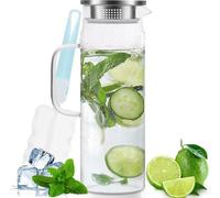 Cruche à eau de 15 l avec couvercle, en verre, transparente argentée, pour boissons chaudes et froides