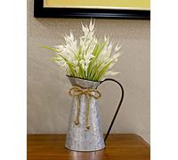 Cruche à Fleurs Vintage en métal galvanisé, pichet décoratif de Ferme, Vase Rustique pour Fleurs..
