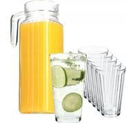 Cruche avec 6 verres - Set de service - Cruche de 1,1 l - Verres de 360 ml - Pour l'eau et les jus - Set de 7 pièces