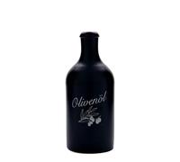 Cruche en grès 500 ml, motif : huile d'olive, grès, noir, ouverture : bouchon en liège