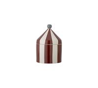 Cruche en grès rouge, avec couvercle, motif à rayures rouges et blanches, forme chapiteau - Bloomingville, Cimmi - 16x16x26 cm