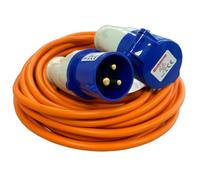 Crusader Products Rallonge 10 m - Câble de rallonge Robuste, 240 V 16 A pour Camping-Car et Caravane, câble d’Alimentation Secteur Orange Haute visibilité - Parfait pour Camping-Car et autocaravane