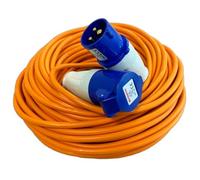 Crusader Products Rallonge d'alimentation 25 m - Câble de raccordement pour camping-car et caravane haute résistance, 240V 16 ampères, haute visibilité orange - Parfait pour camping-car et