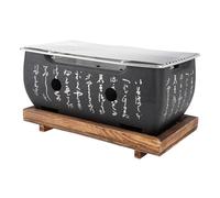 Cryfokt Barbecue Japonais Mini Poêle à Charbon Portable en Alliage d'aluminium avec Treillis Métallique pour Camping Yakitori Pique-nique Cuisine en Plein Air Barbecue de Table (M)