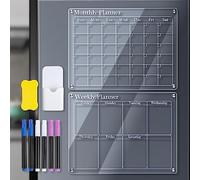 Cryfokt Calendrier Magnétique en Acrylique Transparent pour Réfrigérateur, Tableau Effaçable à Sec Durable 40x30cm pour la Planification des Activités et des Rendez-vous (Mensuel et Hebdomadaire)