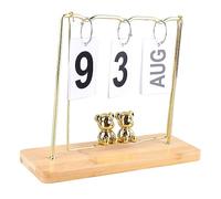 Cryfokt Calendrier Perpétuel Réutilisable avec Motif Petit Ours Décoration de Bureau Amusante et Fonctionnelle pour un Usage Quotidien 1 unité (Balançoire couleur bois)