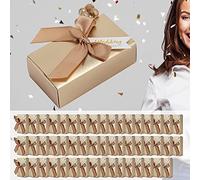 Cryfokt Coffret Cadeau de Mariage élégant avec Nœud Papillon, Fabrication Soignée pour Fêtes D'anniversaire, Mariages, 50 Pièces (petit noeud doré de mariage)