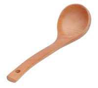 Cryfokt Cuillère en Bois Naturel, Cuillère à Soupe en Bois Massif, Louche en avec Trou de Suspension pour la Cuisine, LéGère, 81 G, Long Manche de 27,5 Cm, Finition Lisse, Matériau Naturel sans