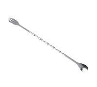 Cryfokt Ensemble Cuillère à Mélanger et Pilon à Cocktail en Acier Inoxydable, Cuillère de Bar avec Poignée Torsadée et Tête Texturée en Grille PP pour Mojito, Outil de Bar à Double extrémité pour