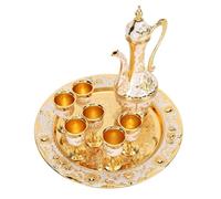 Cryfokt Ensemble de Cafetière Vintage Polyvalent, Théière en Métal Luxueuse avec 6 Tasses à thé pour la Décoration de la Maison et les Mariages, en Alliage de Zinc (#1)