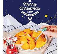 Cryfokt Ensemble de Fourchettes à Fruits de Noël en Silicone en Acier Inoxydable Père Noël Elk Bonhomme de Neige Design Vacances Dessert Salade Fourchettes à Crème Glacée avec Porte-gobelet en
