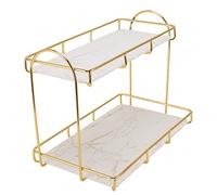Cryfokt Étagère de Rangement Cosmétique Dorée à 2 Niveaux, Grande capacité, étanche, Support de Comptoir de Salle de Bain pour Produits de Soins de la Peau, Cuisine