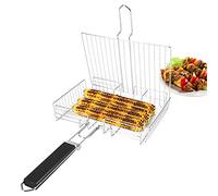 Cryfokt Filet de Barbecue pour Poulet et Poisson Grillés, Pince avec Poignée en Bois Anti-brûlure pour un Transport et un Sac de Rangement Faciles