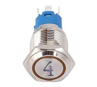 Cryfokt Interrupteur à Bouton-poussoir en Métal à Réinitialisation Automatique avec Lumière IP65 5 Broches en Acier Inoxydable pour Environnements Sombres 16 Mm 2 Pièces pour le Contrôle Industriel