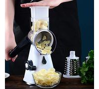 Cryfokt Outil de de Broyeur de Râpe à Légumes à Rotation Multifonctionnelle Manuelle, pour Hôtel de Restaurant de Cuisine à Domicile, PP + Acier Inoxydable Blanc