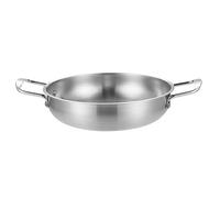 Cryfokt Poêles à Frire à Double Boucle en Acier Inoxydable, capacité de 1350ML pour la Cuisson des Fruits de Mer et du Riz Frit (SILVER)