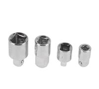 Cryfokt Réducteurs de Douilles en Acier au Chrome Vanadium, 4 Pièces, Résistants à la Corrosion et Durables pour les Amateurs de Bricolage, Jeu D'adaptateurs de clé 1/4" 3/8" 1/2" (SILVER)