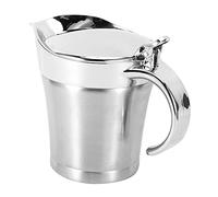 Cryfokt Saucière Isolée à Double Paroi de 750 Ml, Pichet à Sauce avec Bec Anti-goutte actionné par le Pouce, Distributeur de Sauce en Acier Inoxydable avec Couvercle pour Sauces Chaudes et Condiments