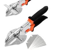 Crynvor Ciseaux à Onglets Multi-Angles, Goulotte Coupe Angulaire, Pince de Découpe, Cisaille à Onglet à Angle 45 ° -135 ° Réglables, Cisailles à Onglets, Outil de Coupes, avec 10 Lames de Rechange