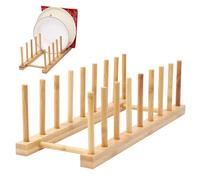 Cryptadg Support pour Assiettes Bambou, 8 Compartiments Egouttoir Vaisselle | Égouttoir à Vaisselle en Bambou, Support pour Assiettes de Cuisine, Égouttoir pour Tasses, Assiette, CD, Livres
