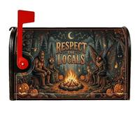Cryptid Folklore Citation Sasquatch Boîte aux lettres magnétique 53,3 x | Mothman - Enveloppements de boîte aux lettres - Scène de feu de camp - Citrouilles d'automne - Atmosphère forestière - Art