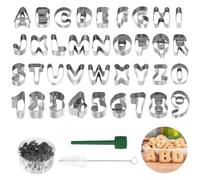 Cryptisg 36 Pièces Emporte Piece Lettre Alphabet, 3D Biscuits Coupe Moules | Alphabet et Chiffre pour Biscuit, Emporte Pièces avec Tiges et Brosses de Dégagement, pour Biscuits Fondant Pâte Gâteau