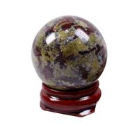 Crystal Ball Shpere Ornament Dragon Blood Stone orb Gemstone Divination Sphere Sculpture Figurine with Stand,1.2"~1.6"