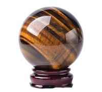 Crystal Ball Tiger Eye Stone Gemstone Sphere with Stand Ornament Divination for Feng Shui, Home Decor,7cm/2.7in Gemstone Stone