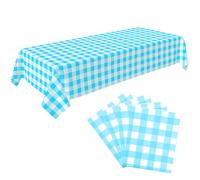 Crystal Lemon Lot de 4 nappes de pique-nique à carreaux jetables en plastique pour fêtes, turquoise