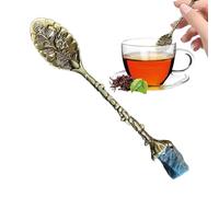 Crystal Spoon - Vintage Alloy Design, Retro Decorative Finish, Durable Construction, Elegant Rough Stone Texture | Coffee, Tea, Dessert, Ice Cream, Stirring, Mixing, Home, Cafe