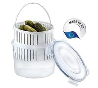 Crystalia 2500ml Anti-fuite Bocal à Cornichons avec Passoire, 100% SANS BPA, Pickle Jar, Pot Cornichon, Porte Cornichons, Seau de Cornichons Baril D'olive Jalapeno avec Couvercle Verrouillable