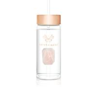 CRYSTALLOVE Bouteille d'eau en verre avec quartz rose et paille, 400 ml