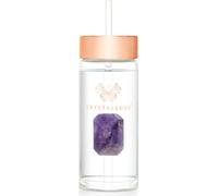 CRYSTALLOVE Bouteille d'eau en verre avec améthyste et paille, 400 ml