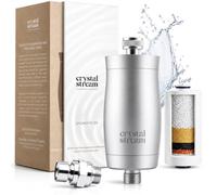 CrystalStream filtre de douche - Élimine jusqu’à 99% du chlore, compatible avec tous les flexibles de douche et robinets, aluminium durable, avec adaptateur rotatif