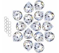 Crystalsuncatcher Prisme Boule de Cristal Transparent Attrape-Soleil Arc-en-Ciel Prisme à Suspendre pour fenêtre Feng Shui, Cadeau (Lot de 15)