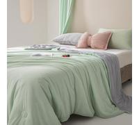 CSARPECT Couette D'été Édredon, Douce et Respirante réversible Couverture en Microfibre- Courtepointe Légère Et Respirante Couvre Lit 2 Personnes Matelassé Lavable en Machine (Gris Vert, 180 * 200CM)
