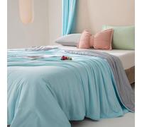 CSARPECT Couette D'été Édredon, Douce et Respirante réversible Couverture en Microfibre- Courtepointe Légère Et Respirante Couvre Lit 2 Personnes Matelassé Lavable en Machine (Bleu Gris, 180 * 200CM)
