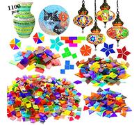 Csdtylh Lot de 1100 carreaux de mosaïque en verre pour travaux manuels, pièces de mosaïque en verre teinté, fournitures de mosaïque pour décoration de la maison, loisirs créatifs, projets de