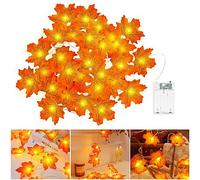 cshare Guirlande d'automne, Decoration Automne pour Halloween, 3 m 20 LED Feuille d'érable Guirlande lumineuse à piles Pour Halloween, fête, citrouille, Noël Decoration.