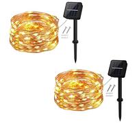 cshare Guirlande Lumineuse Solaire, Exterieur Étanche Lumières de Jardin 50 LED 2 Pack 8 Modes 5m pour Jardin, Terrasse, Cour, Maison, Arbre de Noël, Fête Party Décoration(Blanc Chaud)