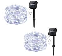 cshare Guirlande Lumineuse Solaire, Exterieur Étanche Lumières de Jardin 50 LED 2 Pack 8 Modes 5m pour Jardin, Terrasse, Cour, Maison, Arbre de Noël, Fête Party Décoration(Blanc Froid)