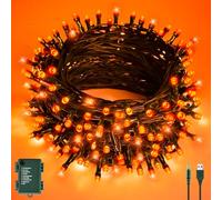 cshare Halloween Decoration Guirlandes Lumineuses, 6M 60LED Orange Guirlandes Lumineuses USB/Batterie avec Minuterie Étanche, Decoration pour Halloween, Extérieur, Intérieur Automne - Fil Vert