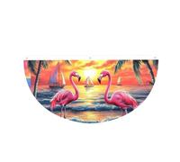 CSIVKEJ Drapeau à suspendre en demi-rond avec imprimé flamant rose