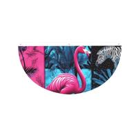 CSIVKEJ Drapeau à suspendre en demi-rond avec imprimé flamant rose